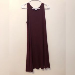 Plush-Knit Sleeveless Swing Dress - Maroon